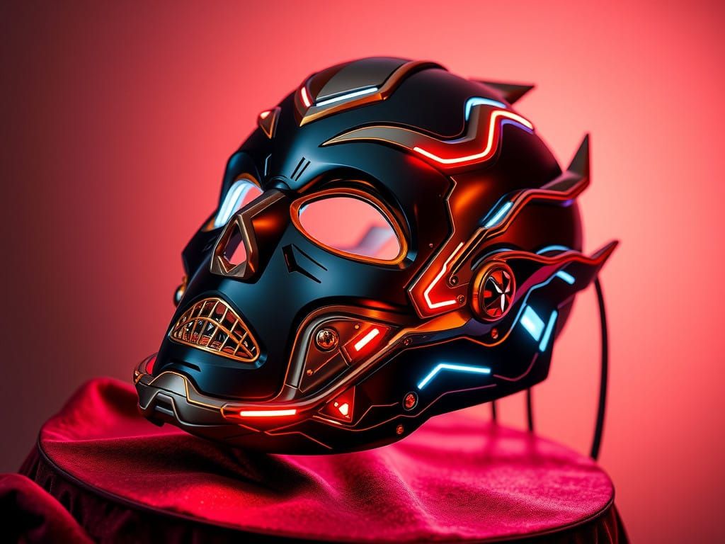 Intricately crafted, high-tech ornament, mask