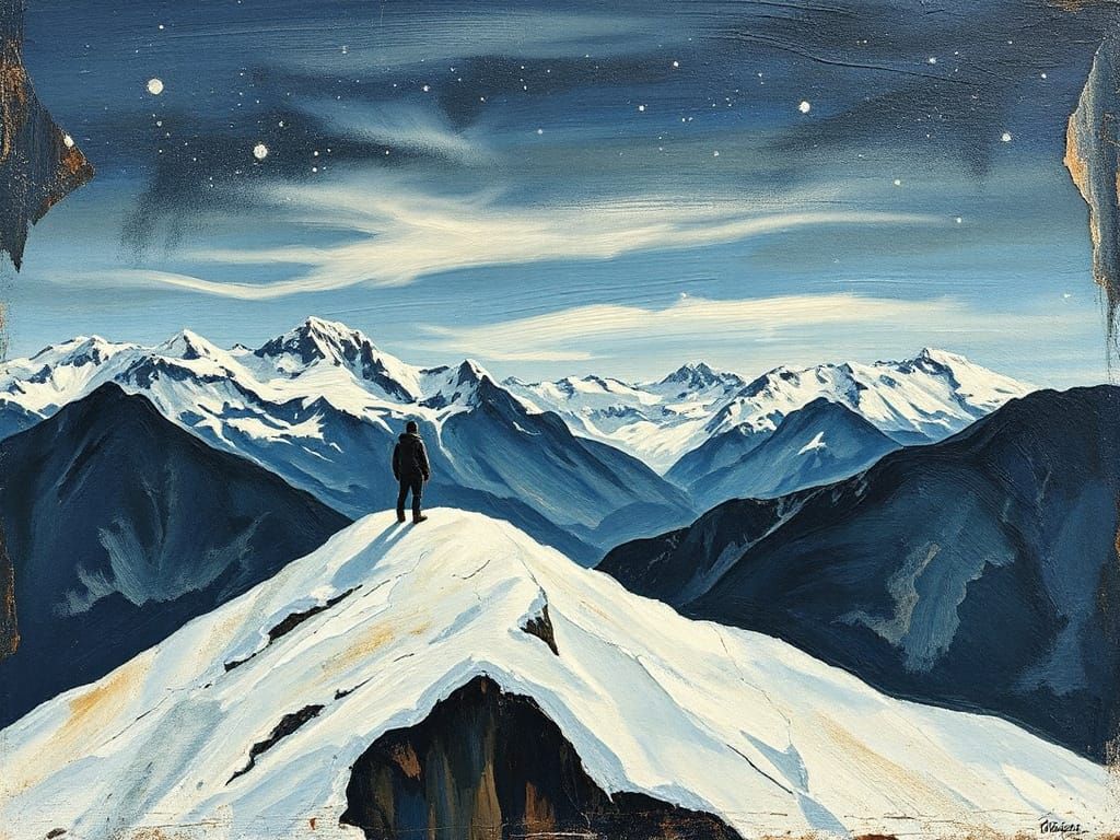 Impasto Swiss Alps at Night