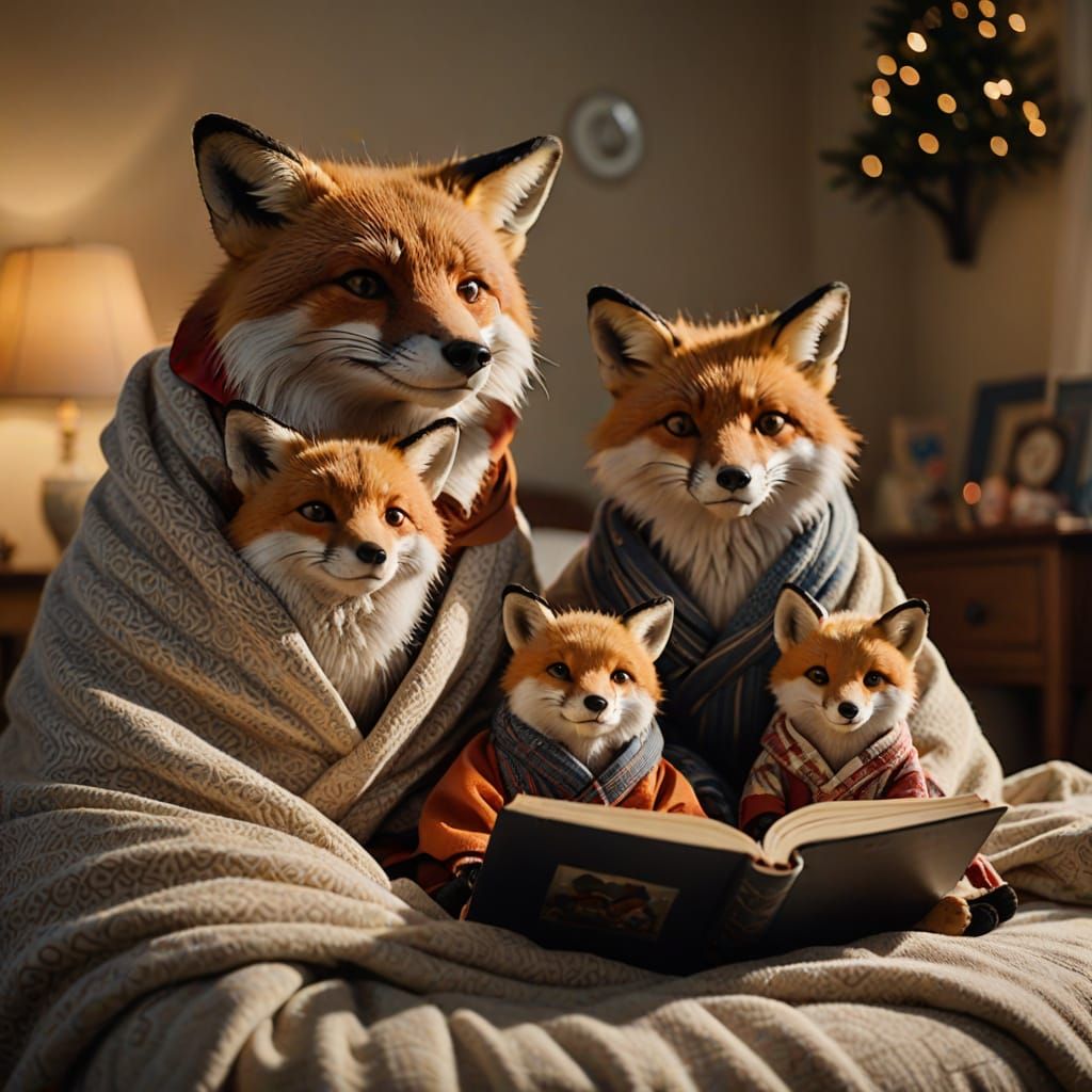 Fox Reading Bedtime Story: Professional Photography