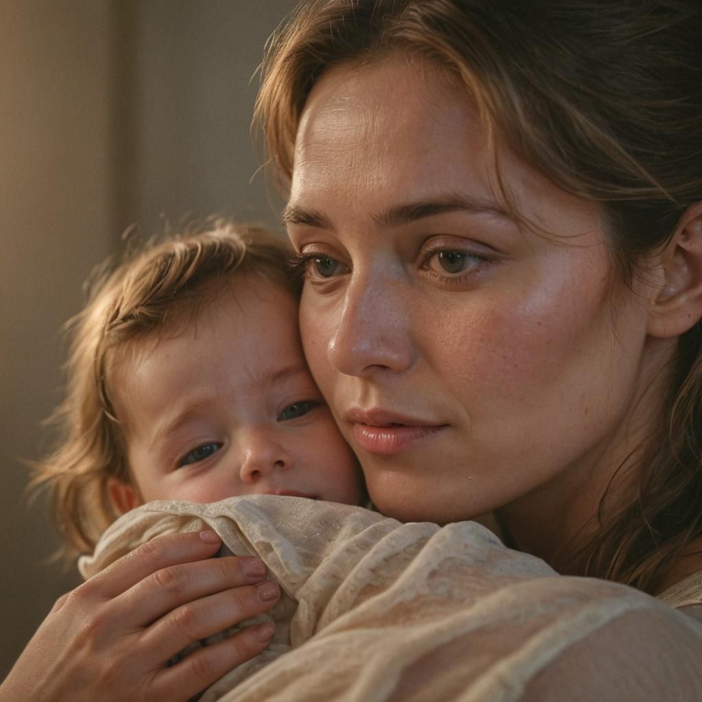 Mother and Child Embrace in Photorealistic Style