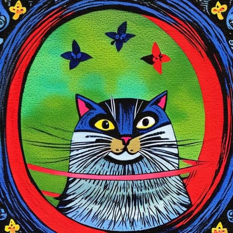 Funky Comic Cat Storybook Illustration