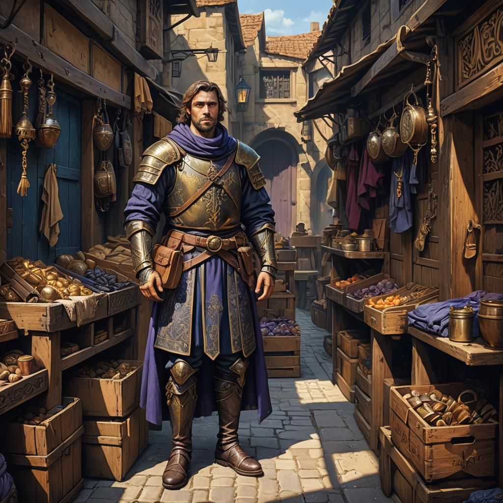 Shady Medieval Salesman in Fantasy Alley
