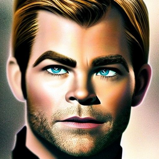 Chris Pine as Captain Kirk: Photorealistic Portrait