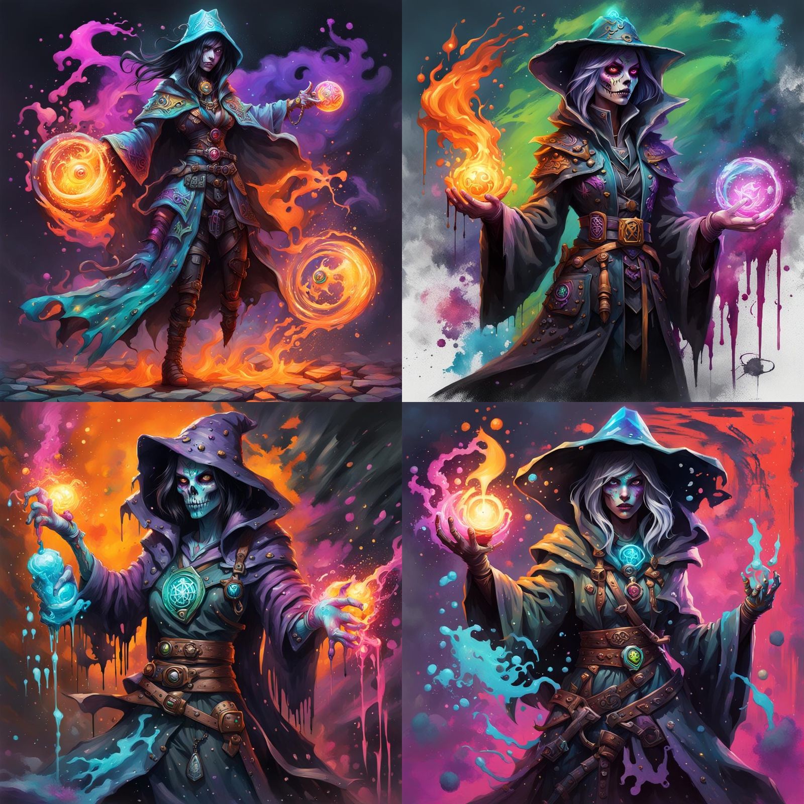 Female Necromancer in Graffiti Art Style Arena