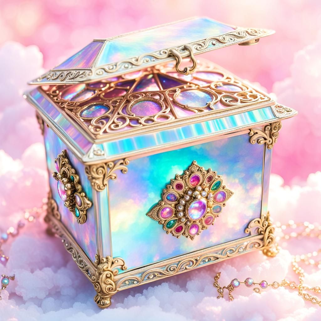 Pink Iridescent Box of Opulent Treasures