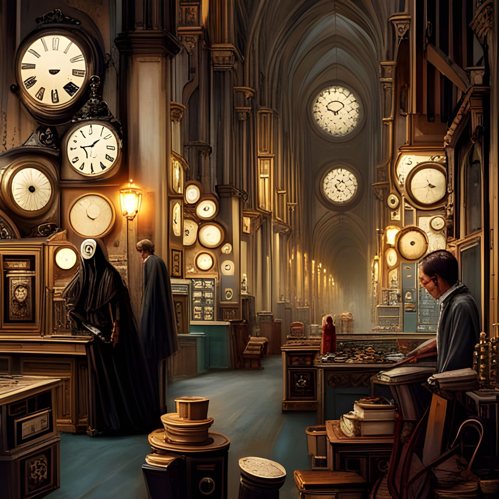 Grim Reaper's Clock Shop: Hyperdetailed Digital Art