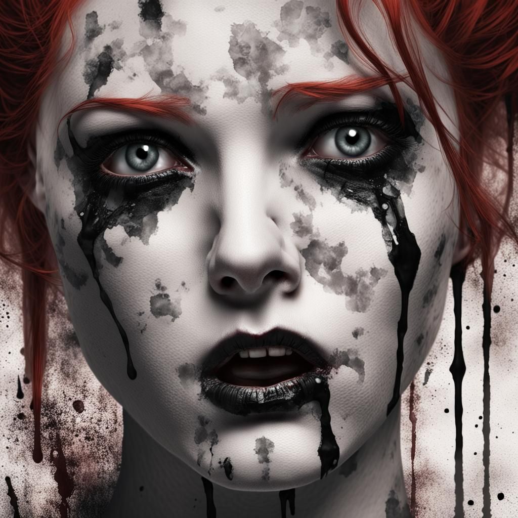 Woman's Maniacal Scream on Roller Coaster in Expressionist S...