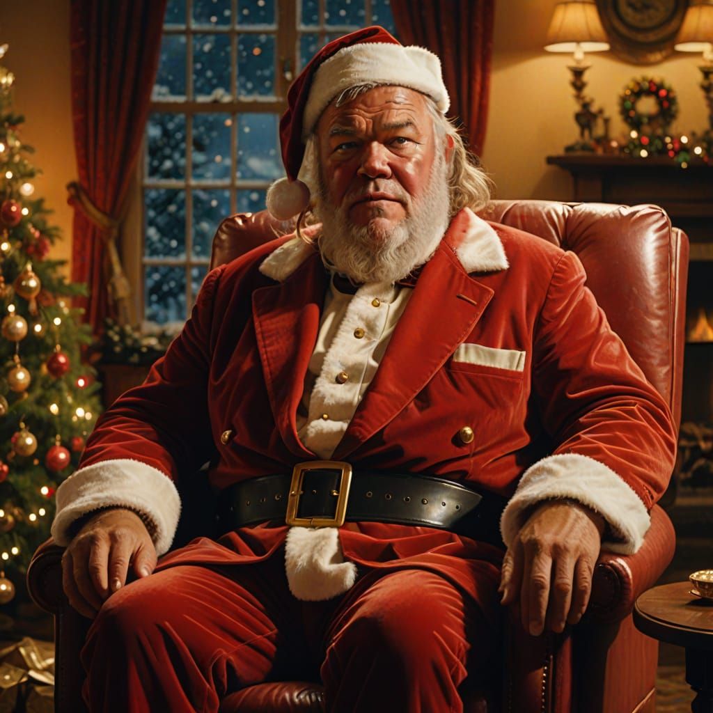 Joe Don Baker as Santa Claus in Oil Painting Style