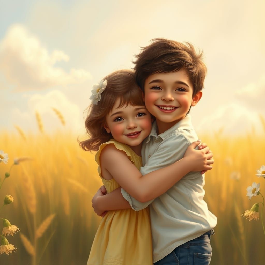 Whimsical Summer Love Scene in a Norman Rockwell Aesthetic