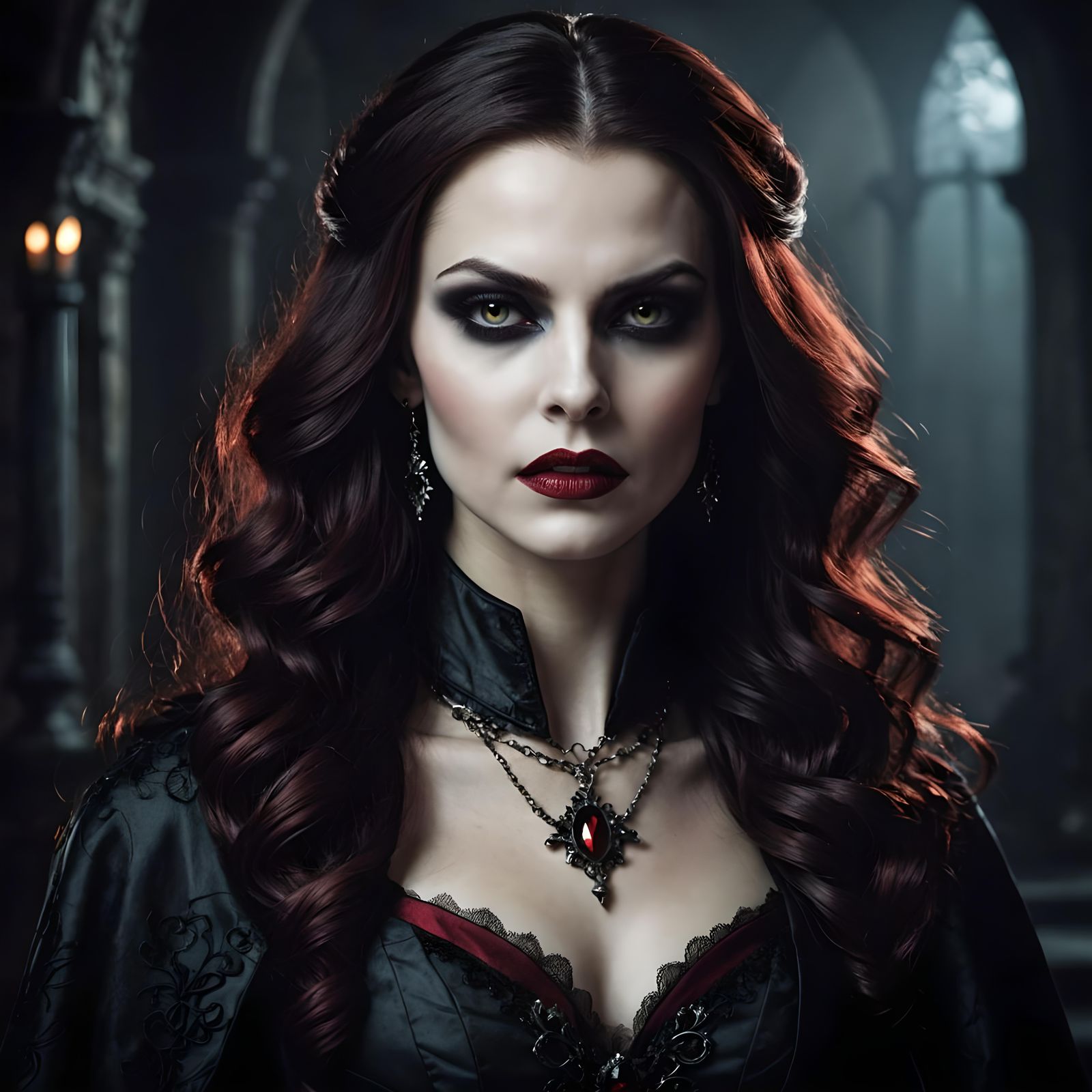 Scary Beautiful Vampiress Portrait