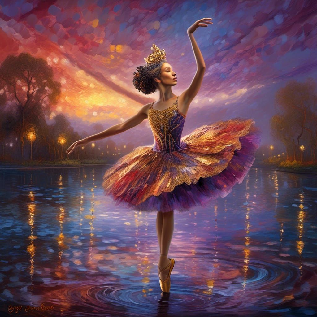 Steampunk Ballerina Sunset Dance, Digital Art