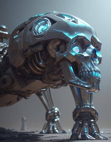 Intricate Crystal Skull with Sci-Fi Mech Details