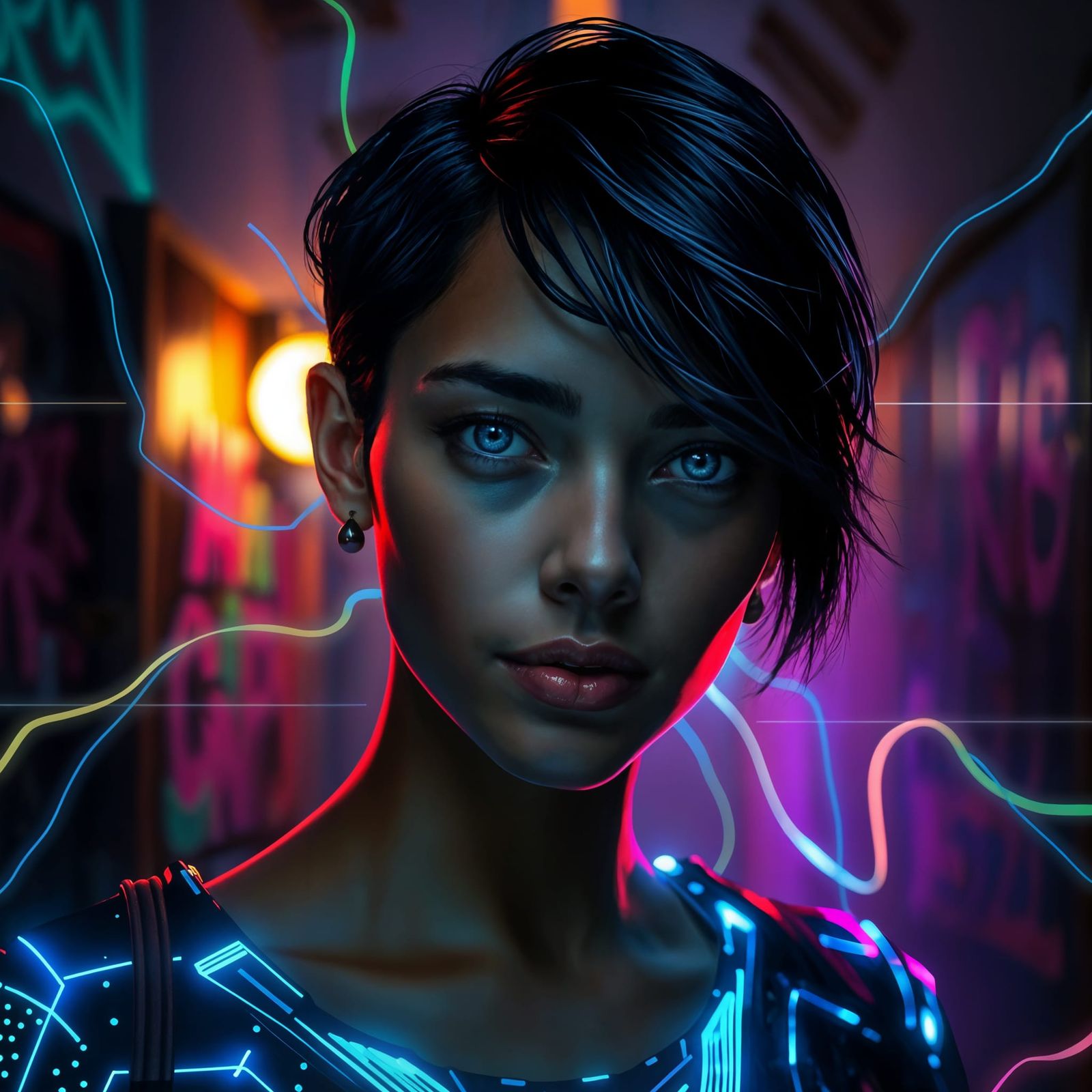 Metahuman Woman Portrait in Cyberpunk Creole Style