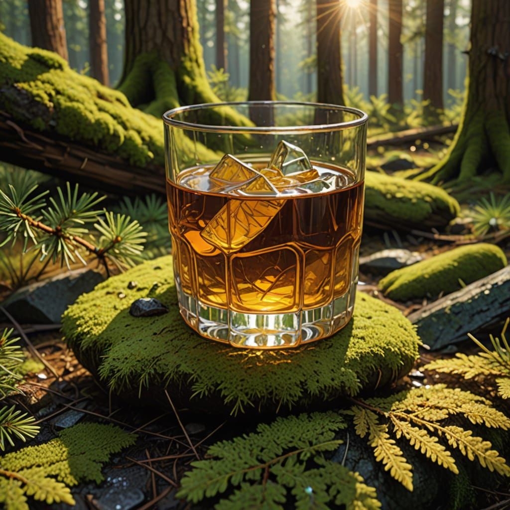 Mystical Forest Drink on Mossy Rock