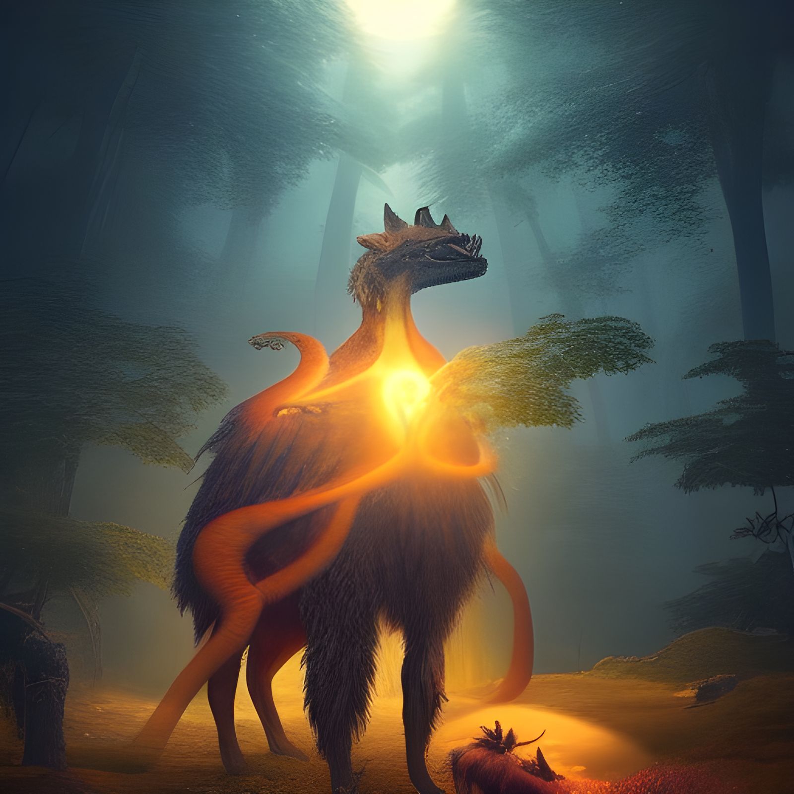 Mystic Animal in a Breathtaking Otherworldly Sunset