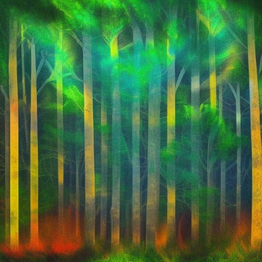 Meditating in a Surreal Forest with Sunbeams