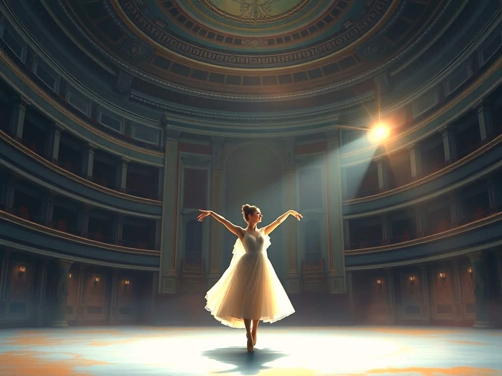 Ballerina on Stage in Grand Opera House