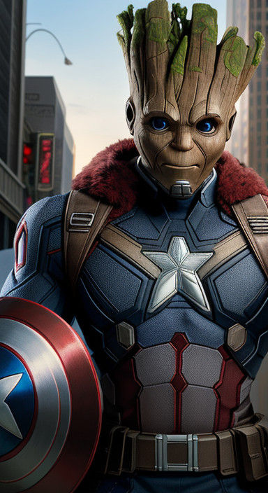 Cybernetic Captain America Unites with Groot in a Hyperdetai...