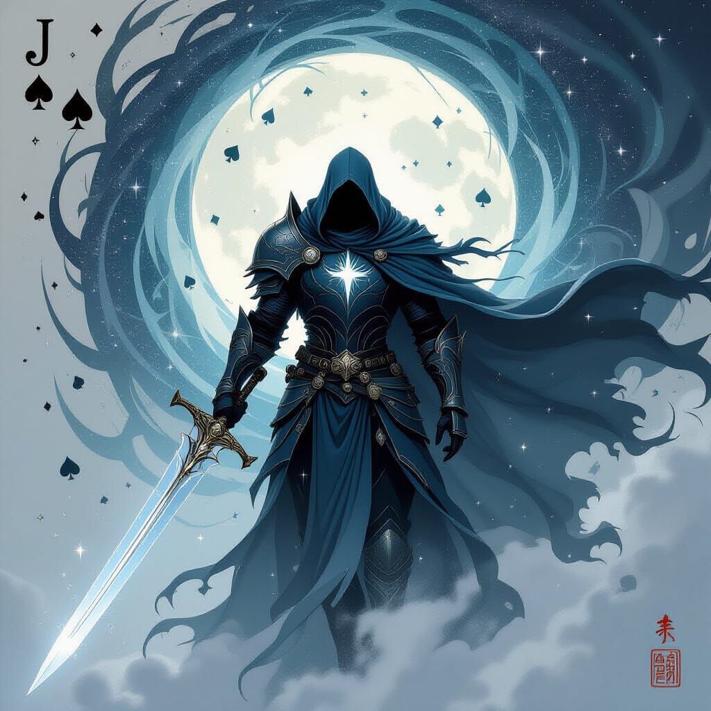Spectral Jack of Spades Knight in Moonlight Sword