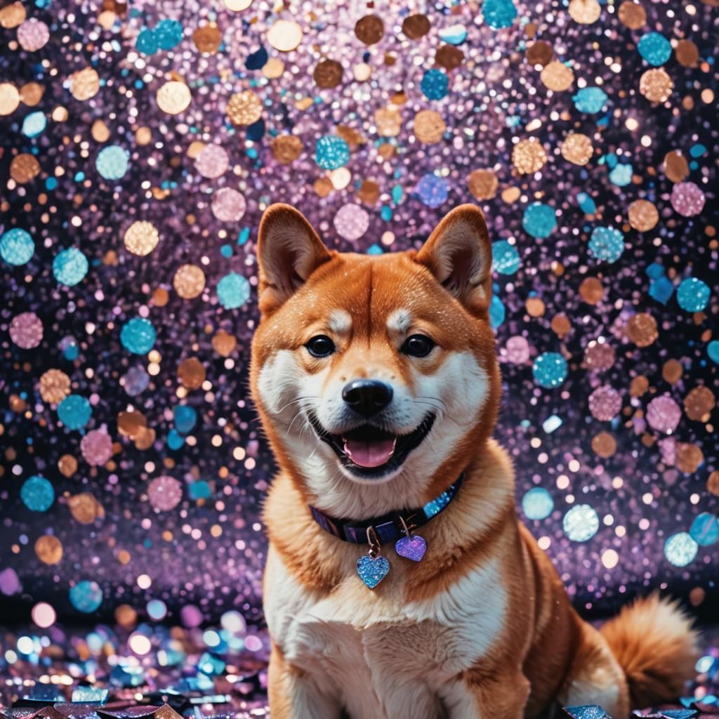 Y2K Shiba Dog with Holographic Glitter