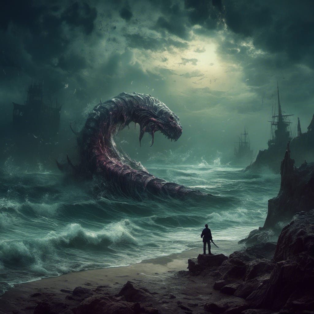 Menacing Sand Worm Stares Down Sea Leviathan