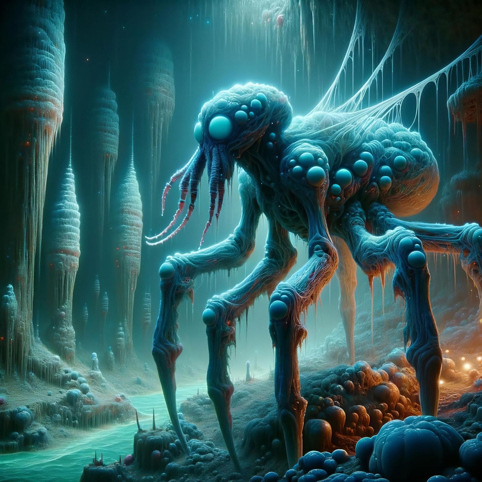 Mindshredder Zenthal in Bioluminescent Cavern