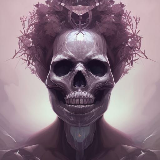 Nature Skeleton Portrait in Art Nouveau Style