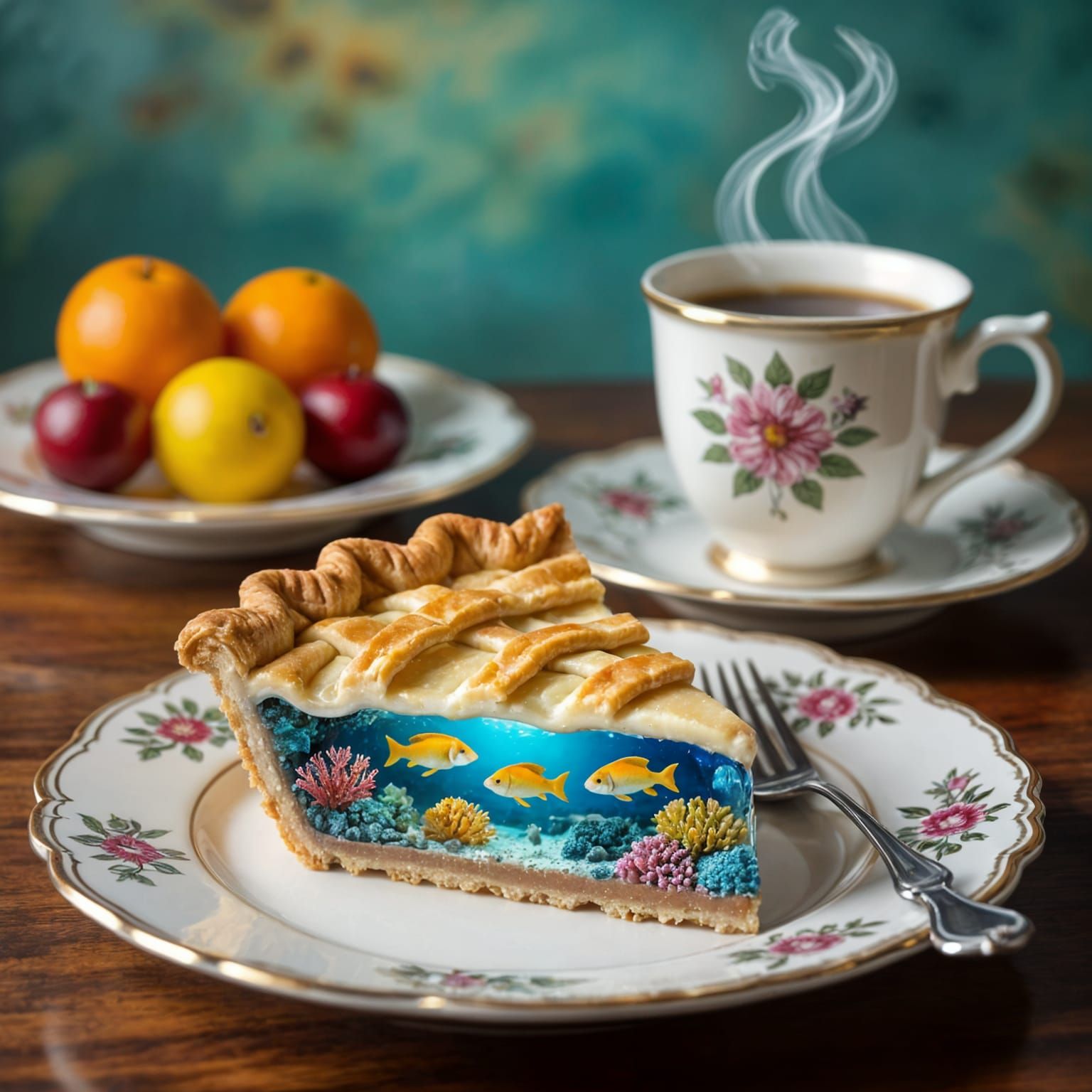 Surreal Aquarium Pie Slice Still Life