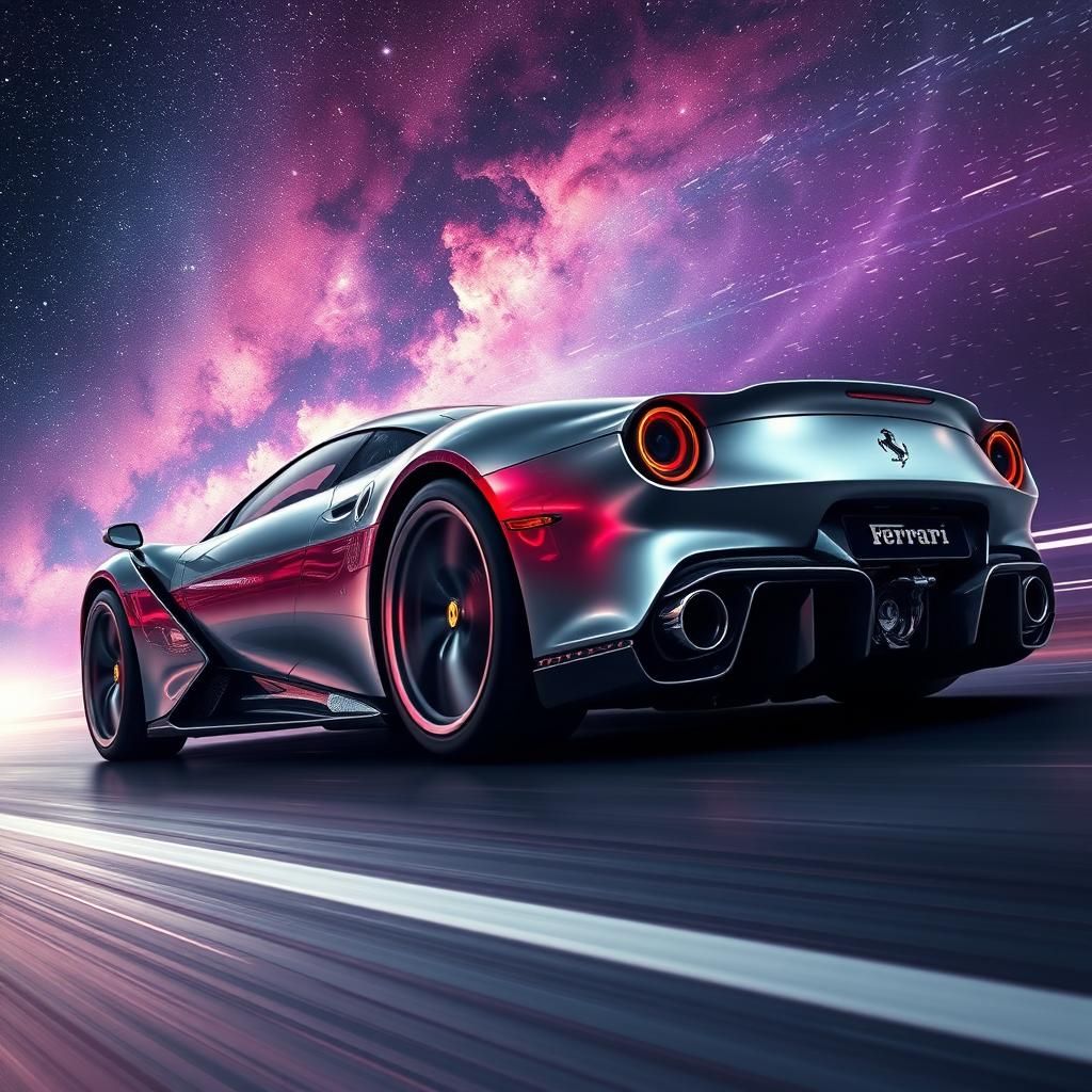 Futuristic Ferrari Speeds Through Starry Milky Way
