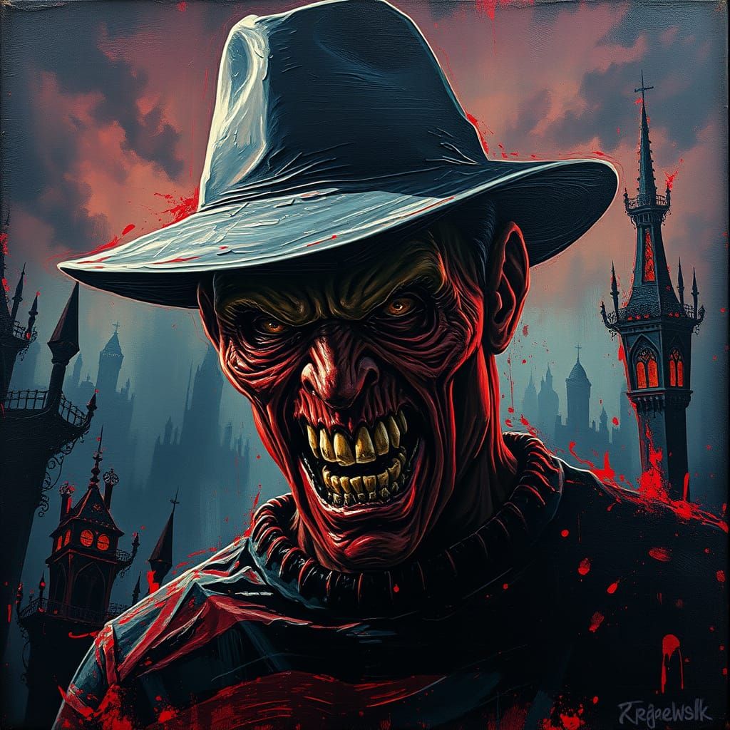 Freddy Krueger in Dark, Gothic Horror Art