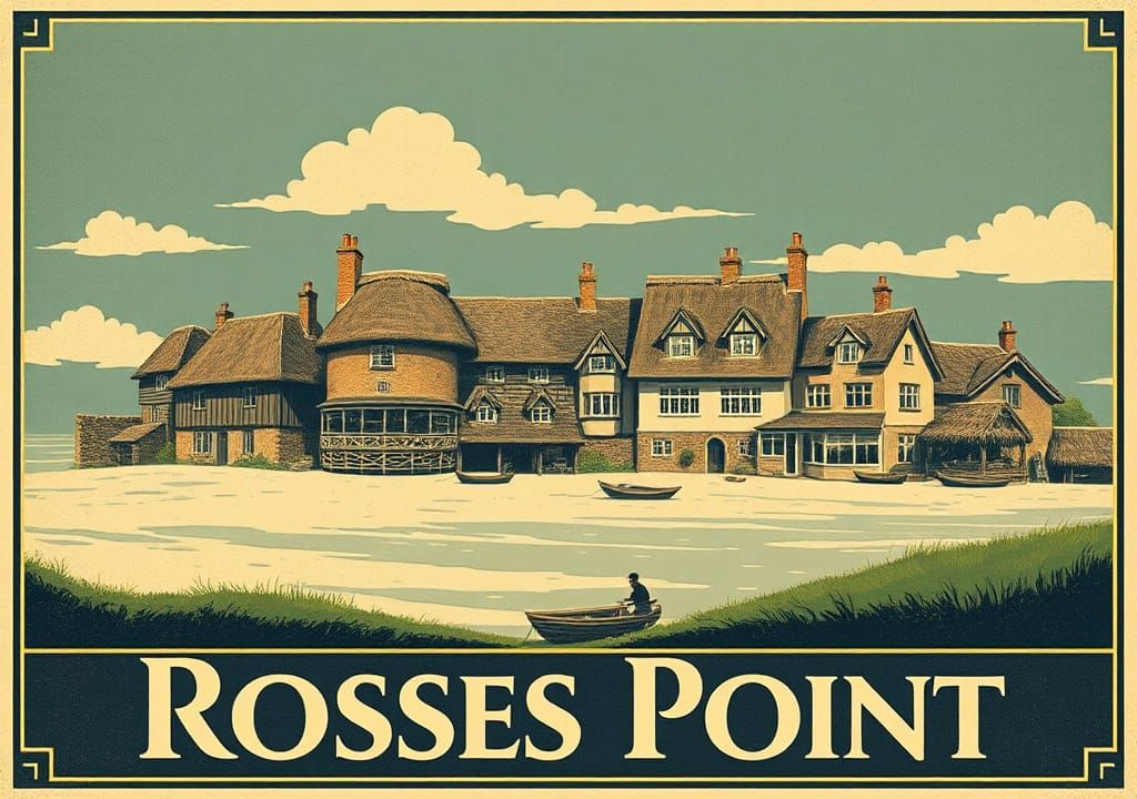 Vintage Art Deco Poster of Rosses Point Seaside Village
