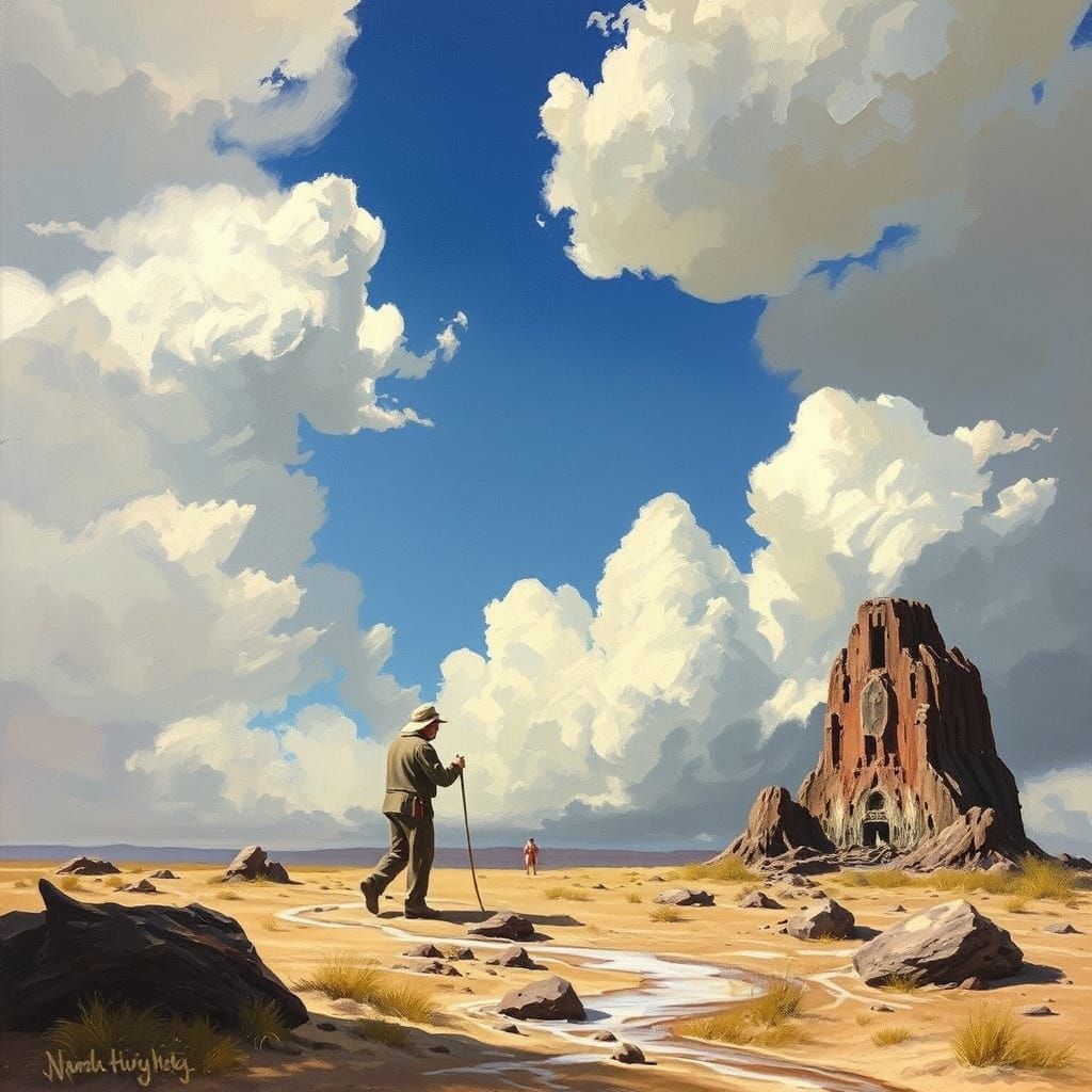 James Gurney Style Oil Painting: Good Versus Evil