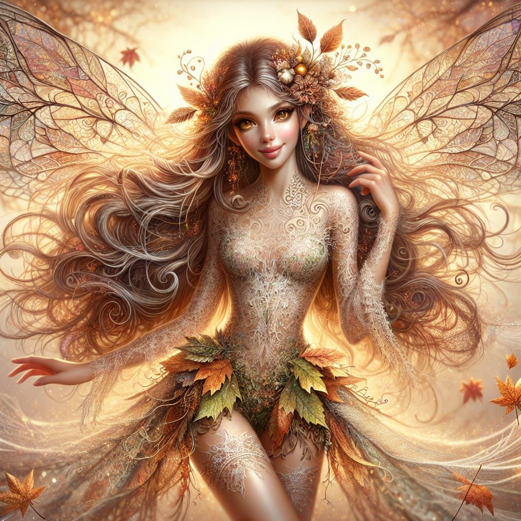 Ethereal Autumn Fairy in Golden Sunlight