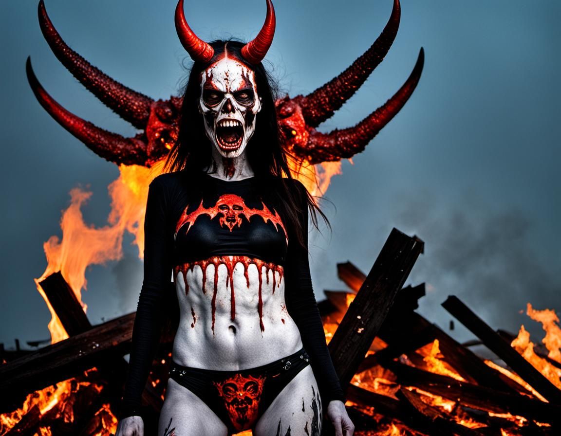 Bikini Demon Has the Devils Face V