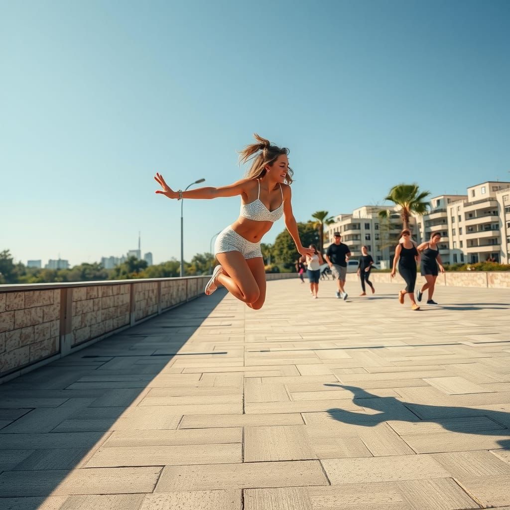Women Parkouring: Ray Tracing Photography