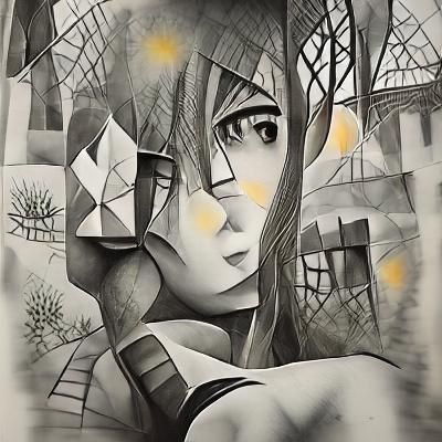 Black Coffee in Anime Cubist Style
