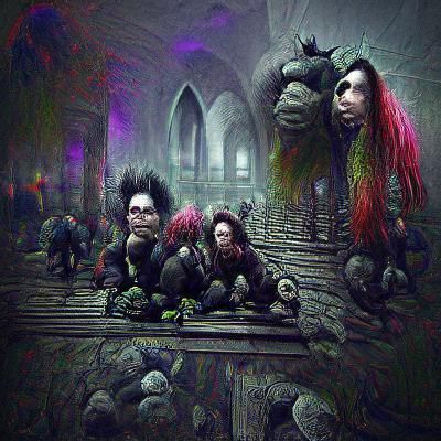 Sinister Goth Trolls in Hyperrealistic Gothic Art