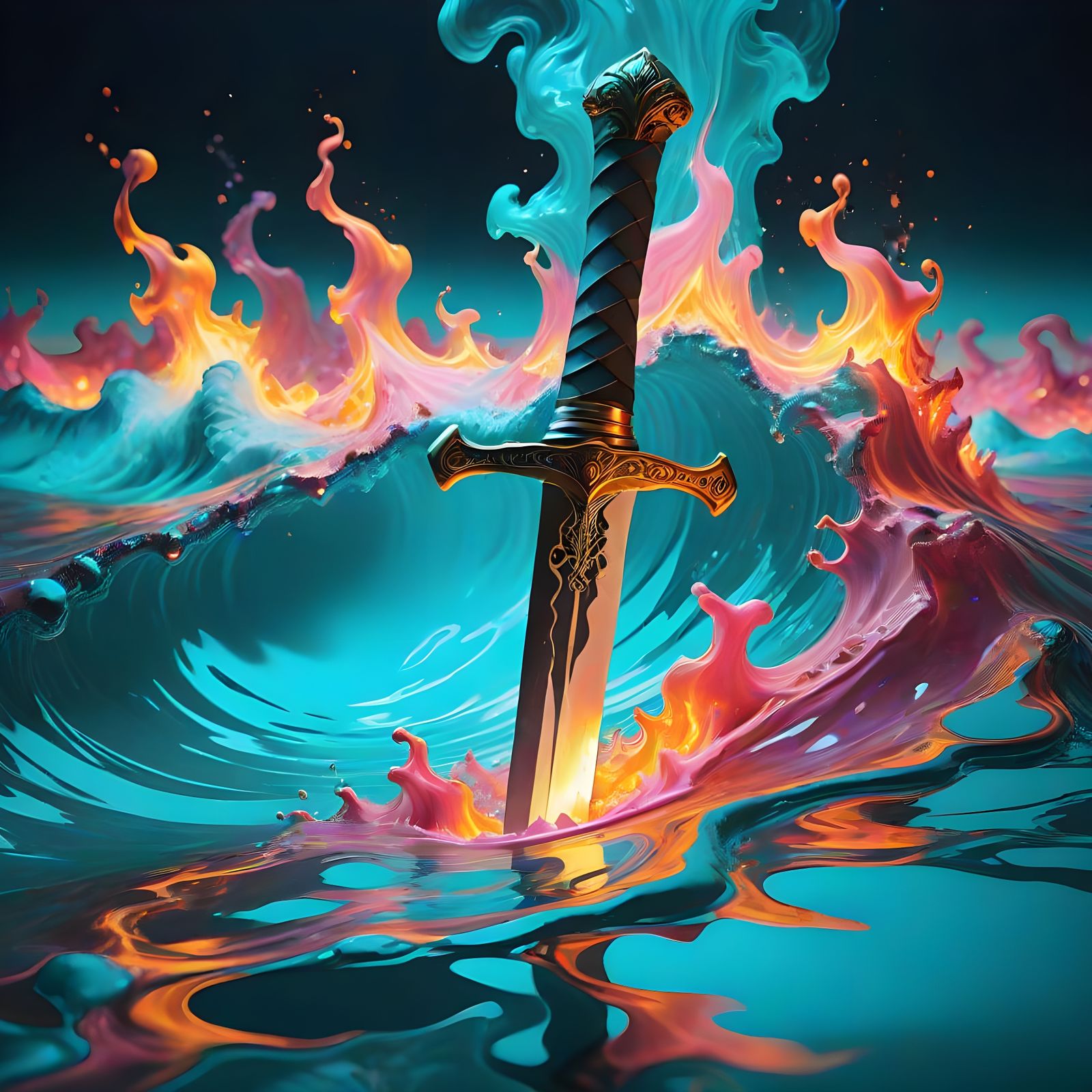 Turquoise and Pink Sword of Imagination
