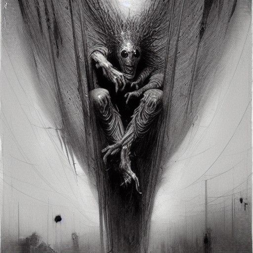 Jorogumo Horror Illustration in Gustave Doré Style