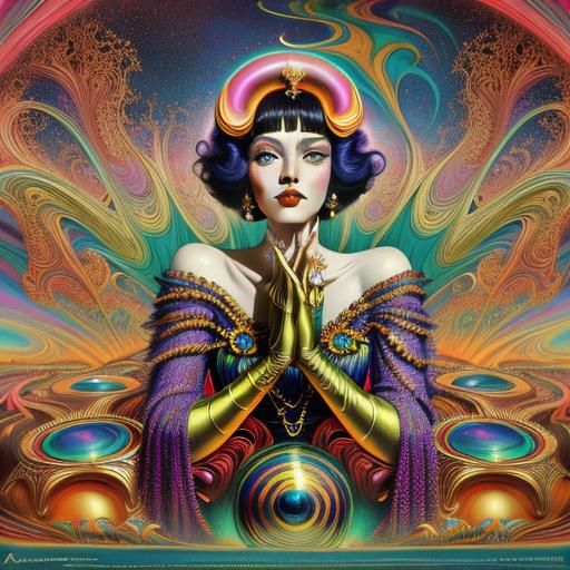 Psychedelic Glamour Portrait in Surrealist Style