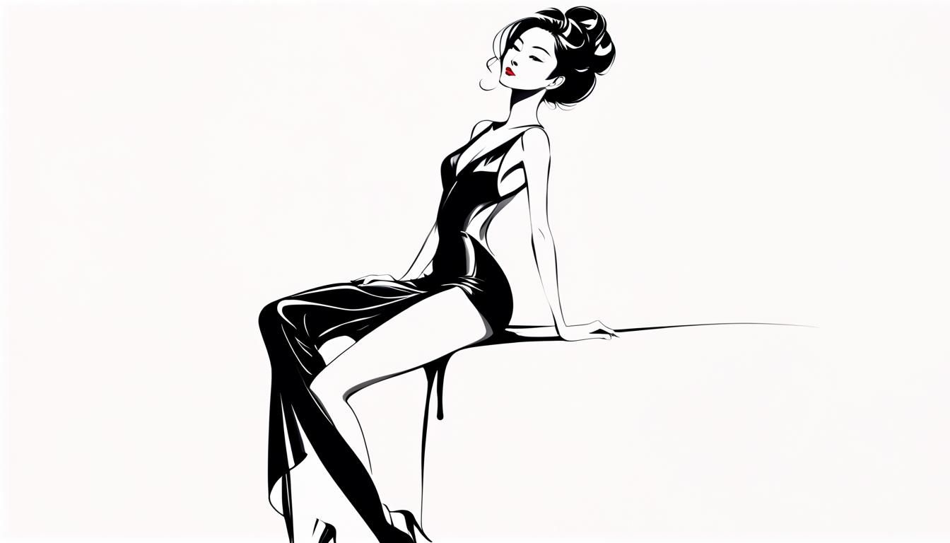 Elegant Silhouette: Korean Model in Japanese Ink Art