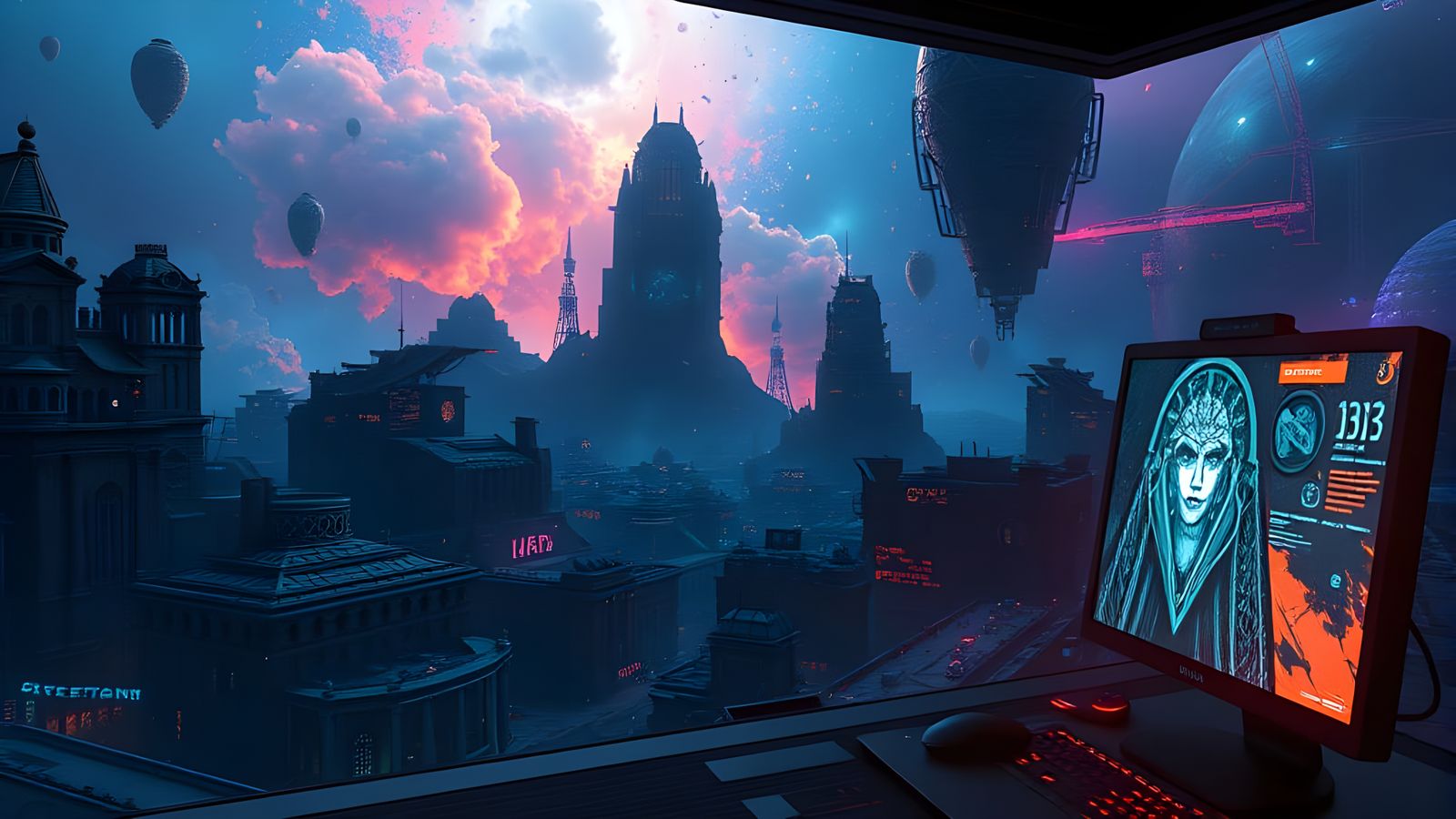 Ethereal Cyberspace with Fantastical Virtual Desktop