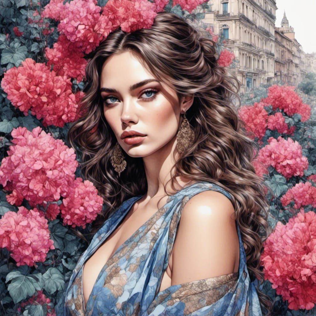 Stunning Woman Portrait in Pop Art Style