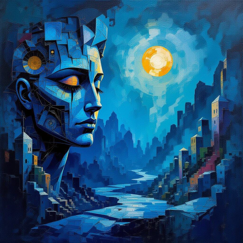 Vibrant Abstract Surrealism With Eerie Mystery