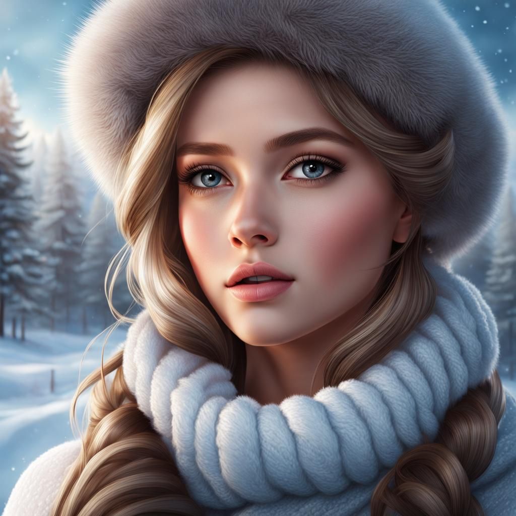 Winter Haired Girl in Photorealistic 4K