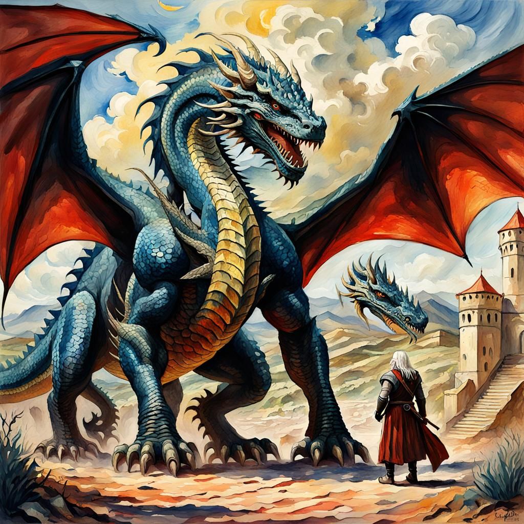 Aegon I Targaryen with dragon balerion