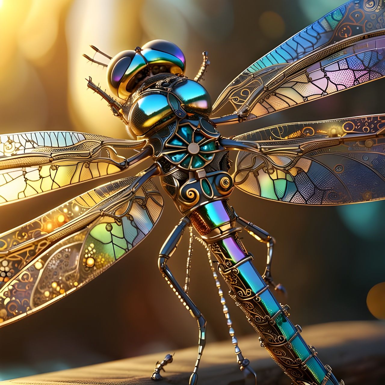 Crystal Dragonfly with Intricate Details