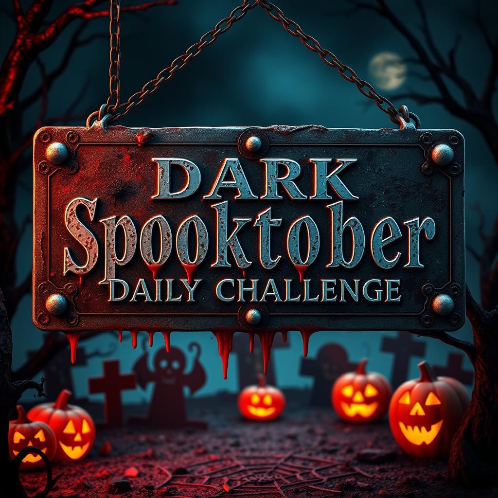 Vintage Halloween Sign in Cyberpunk Cinematic Lighting