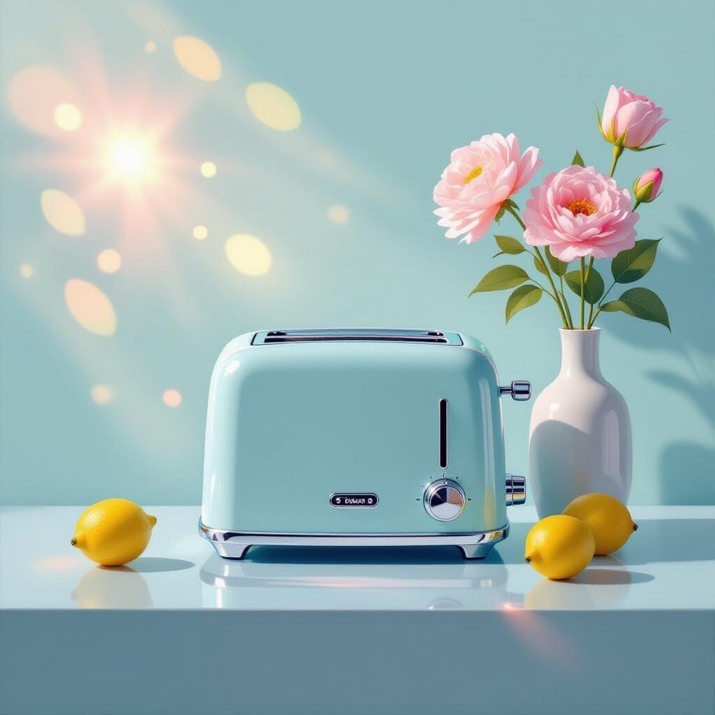 Ethereal Toaster in Minimalist Pastel Painting