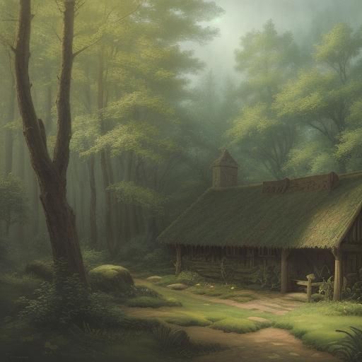 Robinhood and Maid Marian in Forest, Watercolor Style